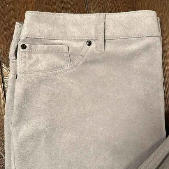 Chicos Women’s Stone Grey Faux Suede Pull On Pants - Picture 2 of 11